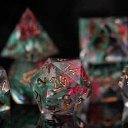 Lotus Blossom Sharp-Edged Resin Dice Set | Resin | Wiccan Center