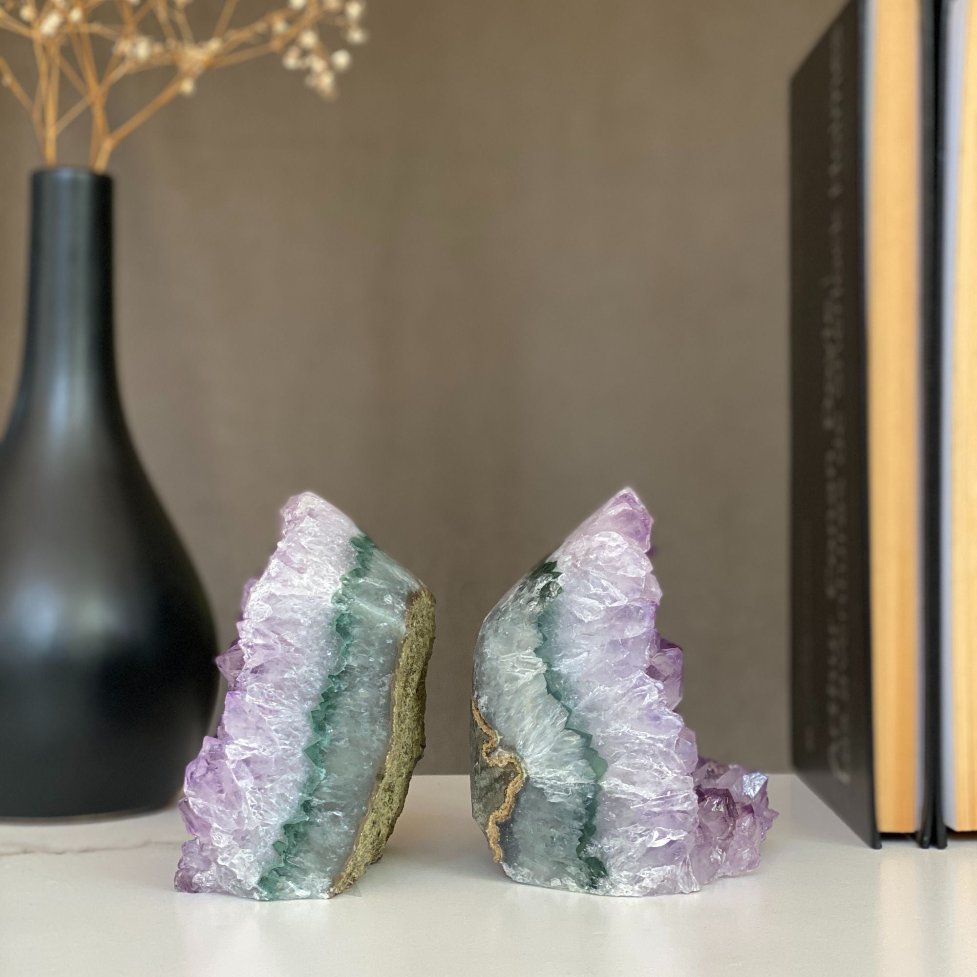 Lovely Amethyst Set with Agate bands at edges, perfect gift for crystal collectors | Amethyst Geodes | Wiccan Center