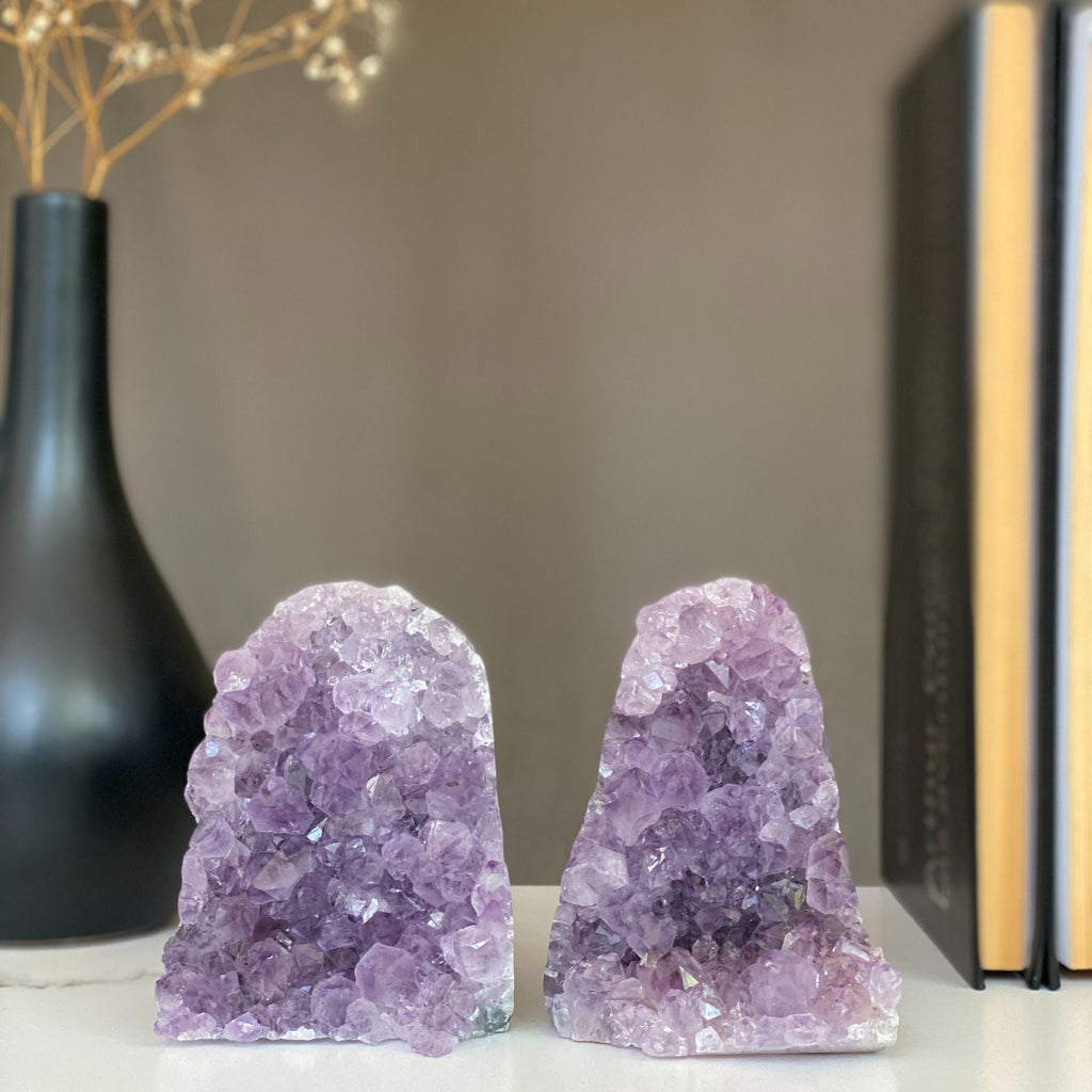 Lovely Amethyst Set with Agate bands at edges, perfect gift for crystal collectors | Amethyst Geodes | Wiccan Center