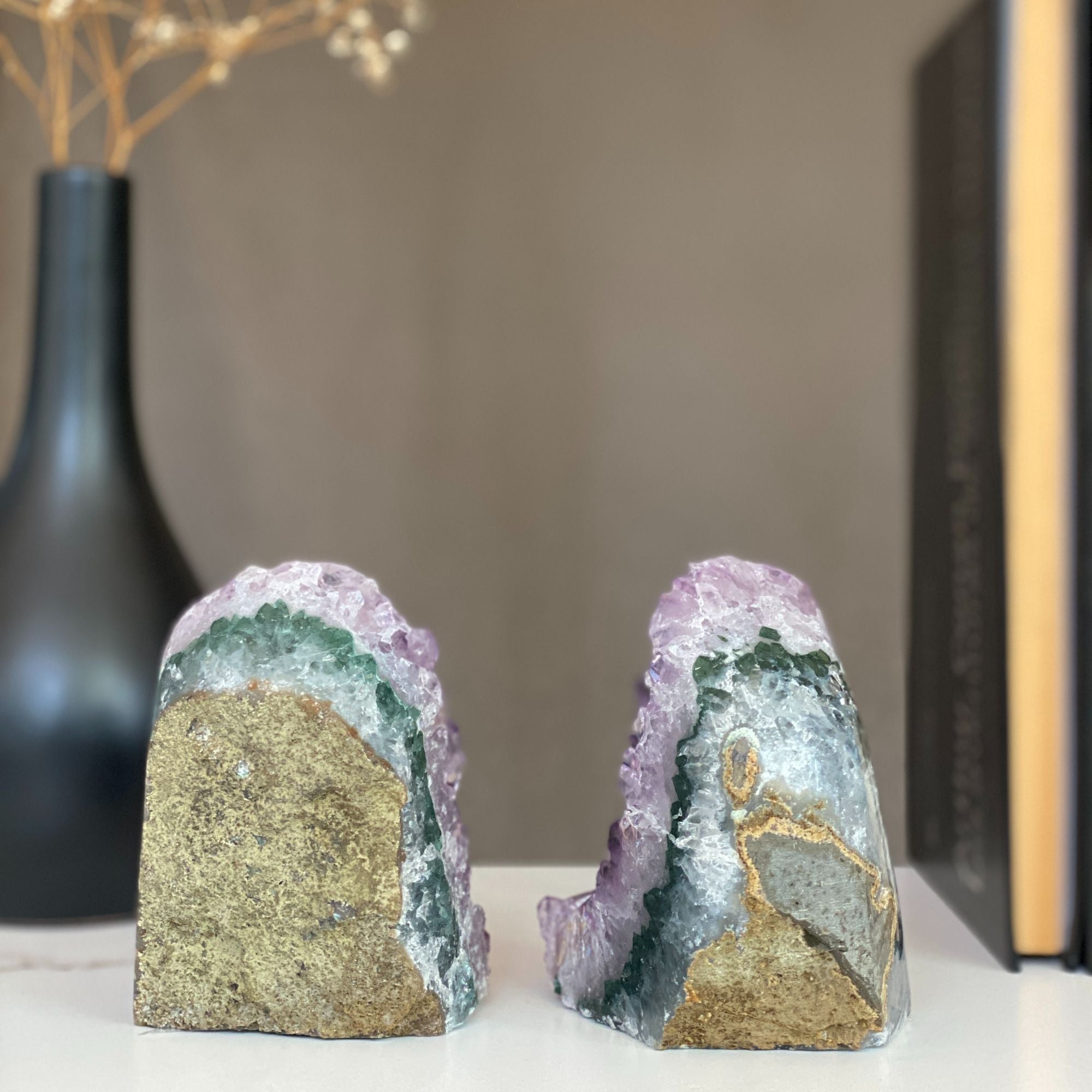 Lovely Amethyst Set with Agate bands at edges, perfect gift for crystal collectors | Amethyst Geodes | Wiccan Center