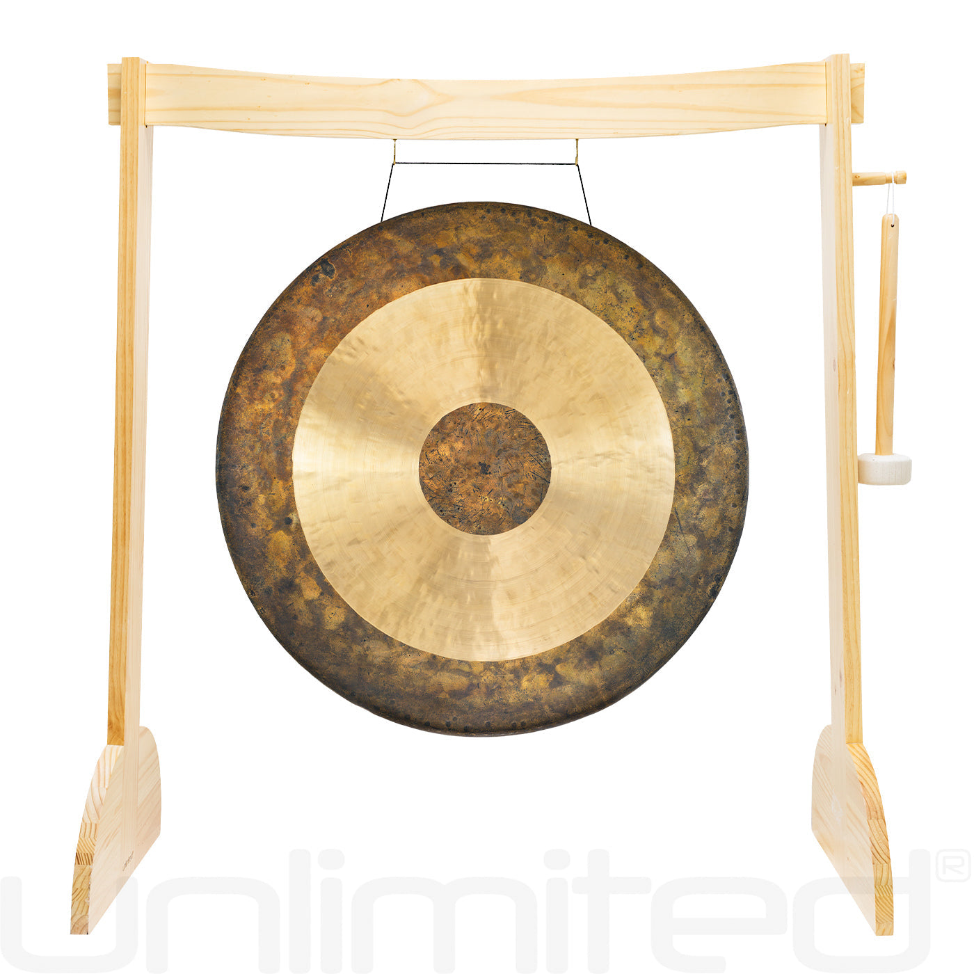 34" to 38" Gongs on the Large Lunaphonic Wood Gong Stand