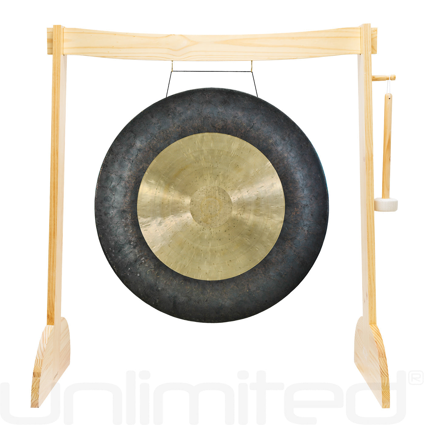 34" to 38" Gongs on the Large Lunaphonic Wood Gong Stand