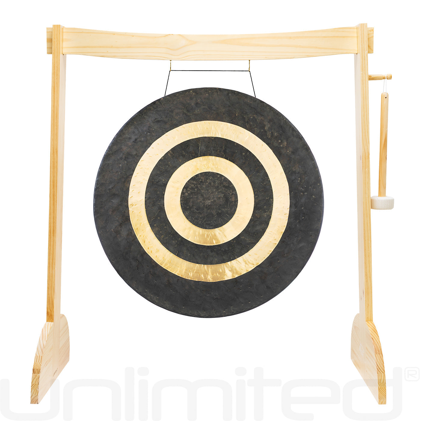 34" to 38" Gongs on the Large Lunaphonic Wood Gong Stand