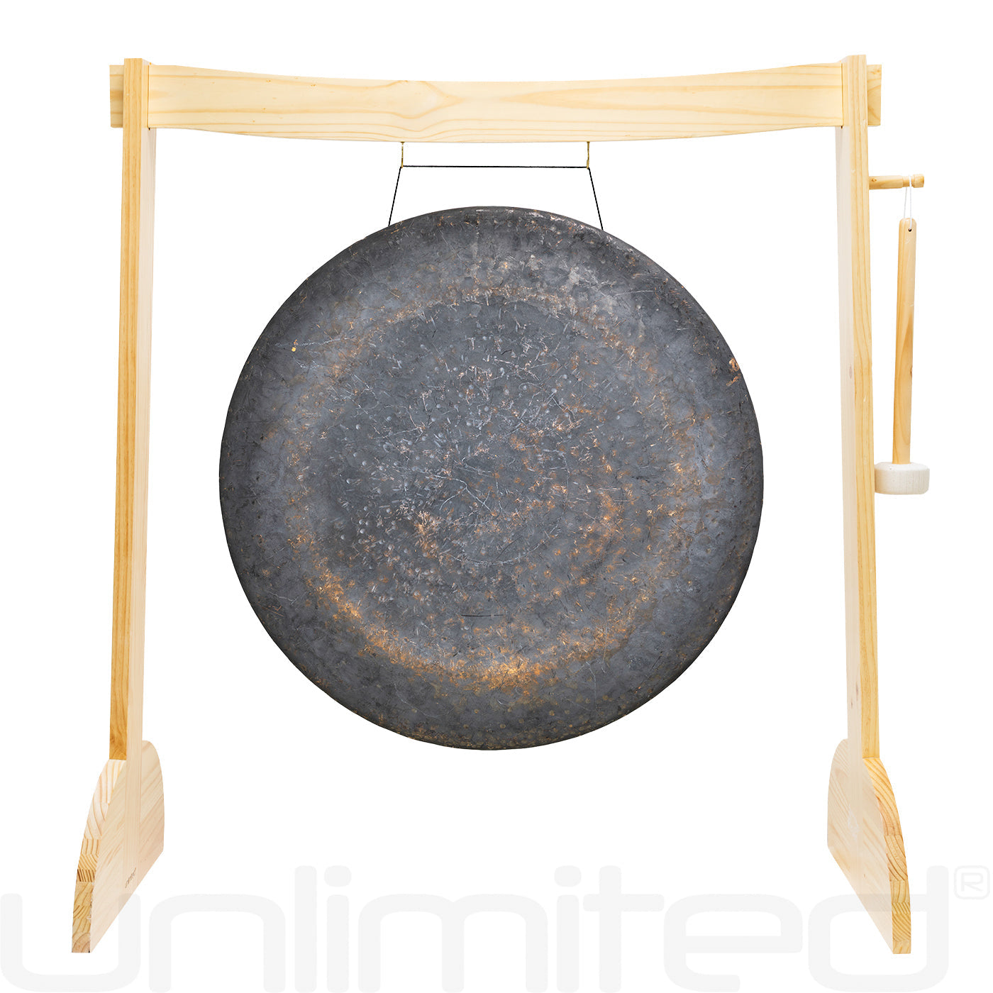 34" to 38" Gongs on the Large Lunaphonic Wood Gong Stand