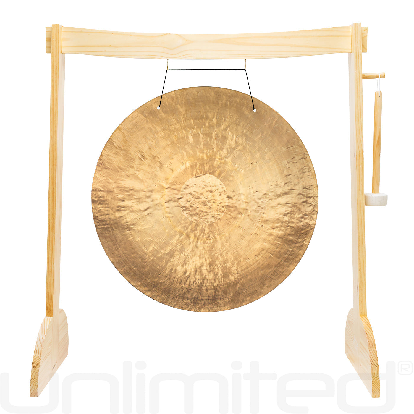 34" to 38" Gongs on the Large Lunaphonic Wood Gong Stand