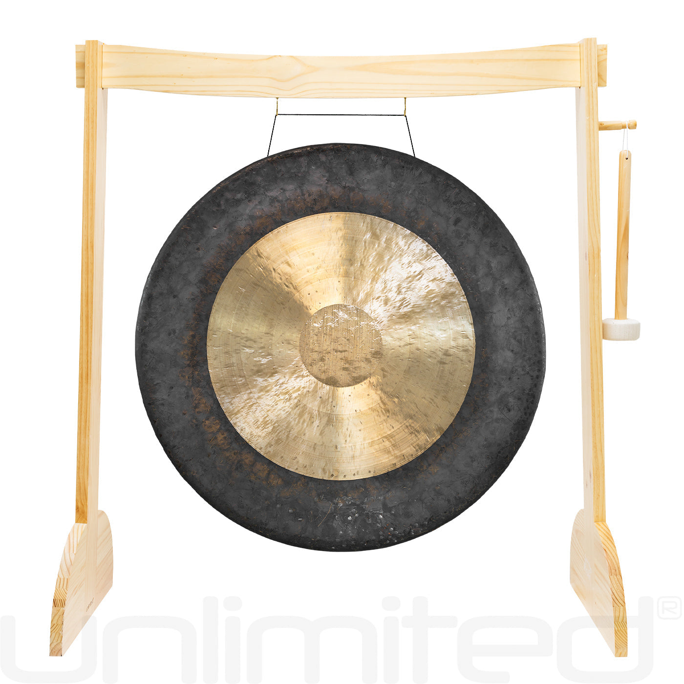34" to 38" Gongs on the Large Lunaphonic Wood Gong Stand