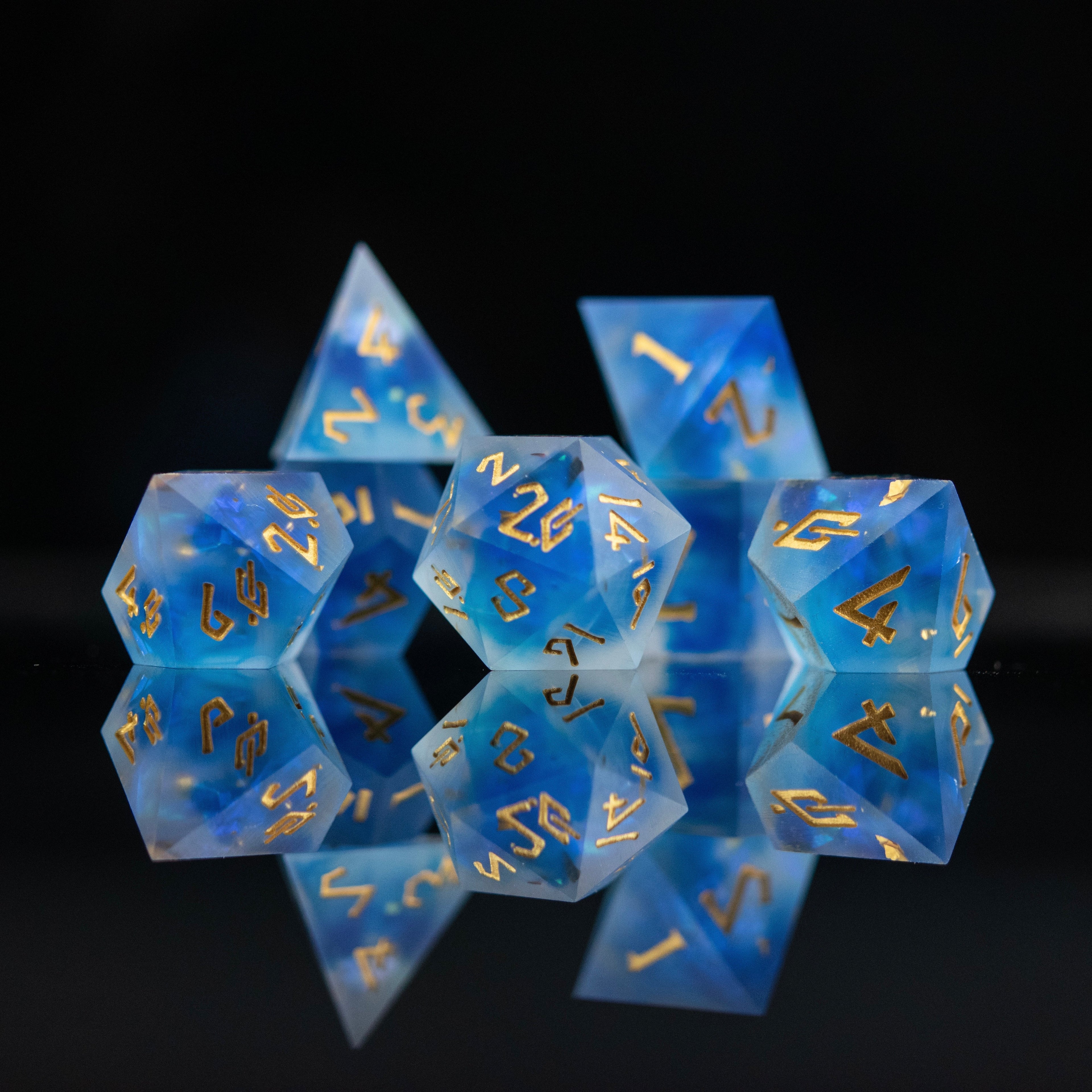 Lunar Veil Sharp-Edged Resin Dice Set | Resin | Wiccan Center