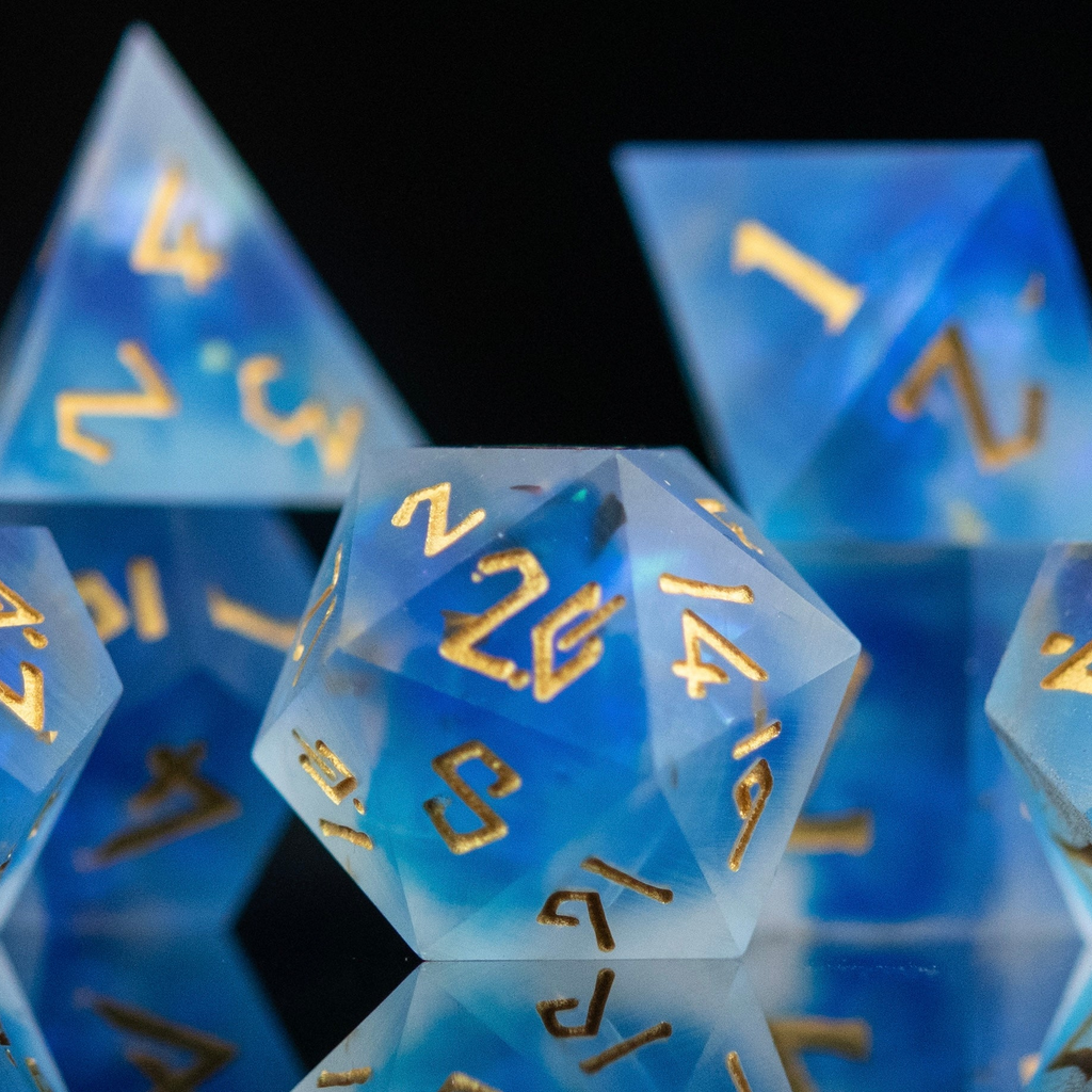 Lunar Veil Sharp-Edged Resin Dice Set | Resin | Wiccan Center