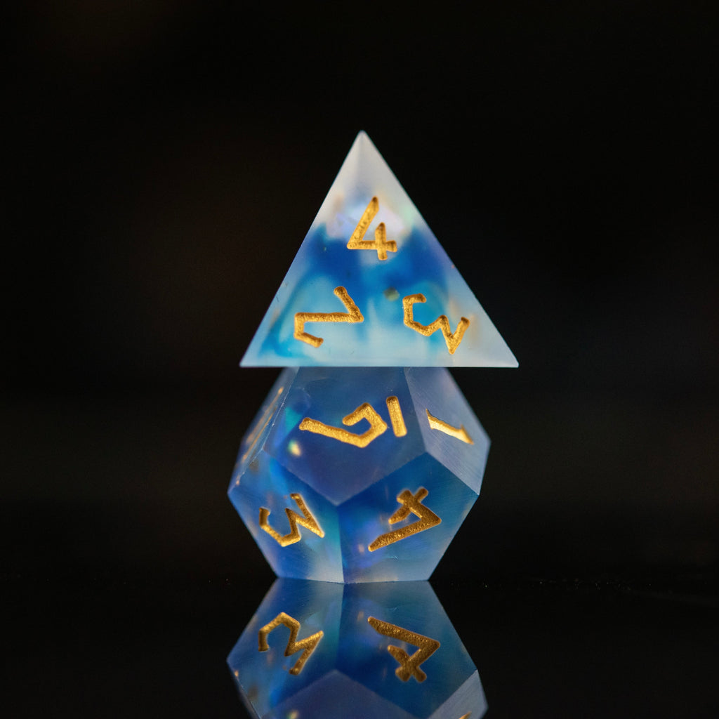 Lunar Veil Sharp-Edged Resin Dice Set | Resin | Wiccan Center