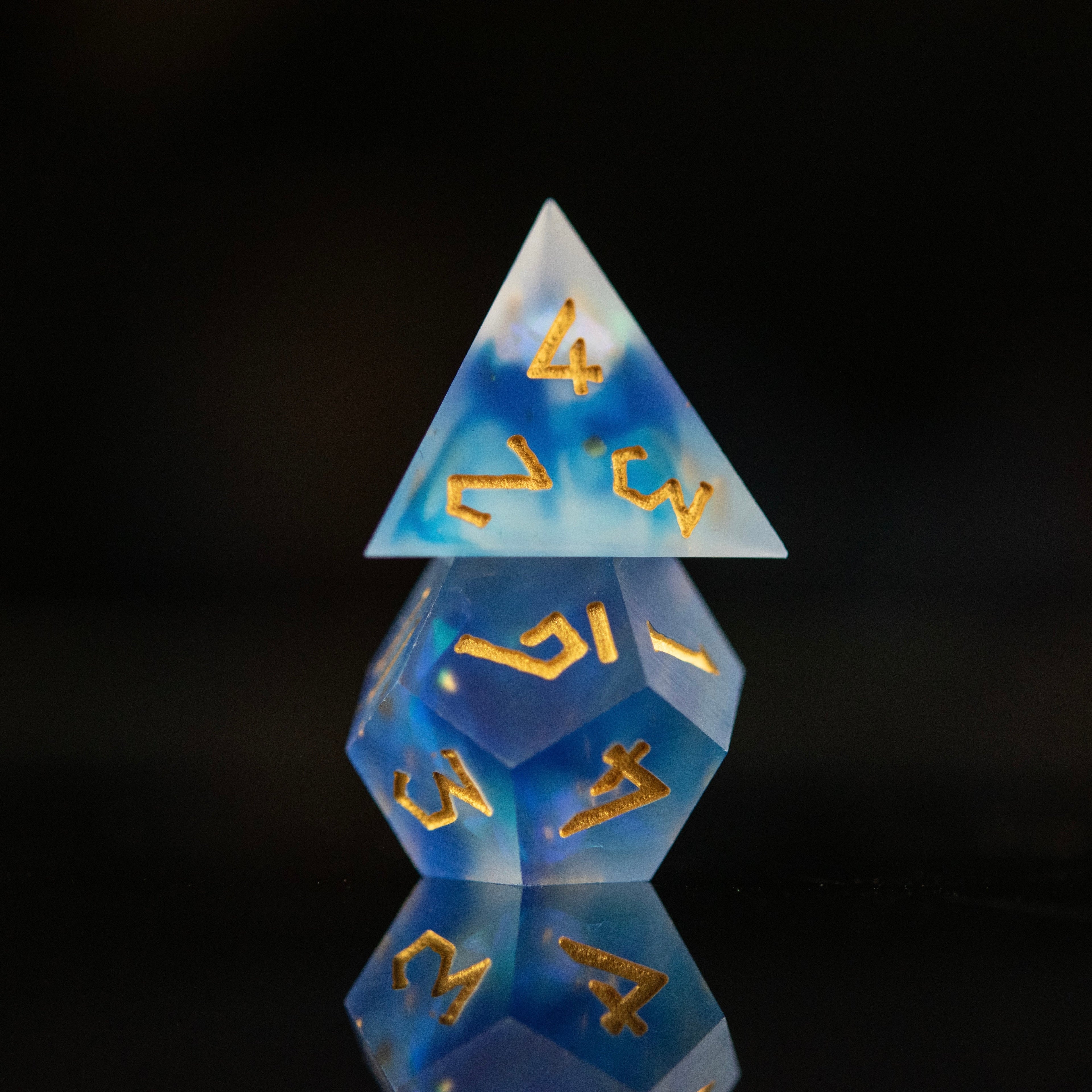 Lunar Veil Sharp-Edged Resin Dice Set | Resin | Wiccan Center