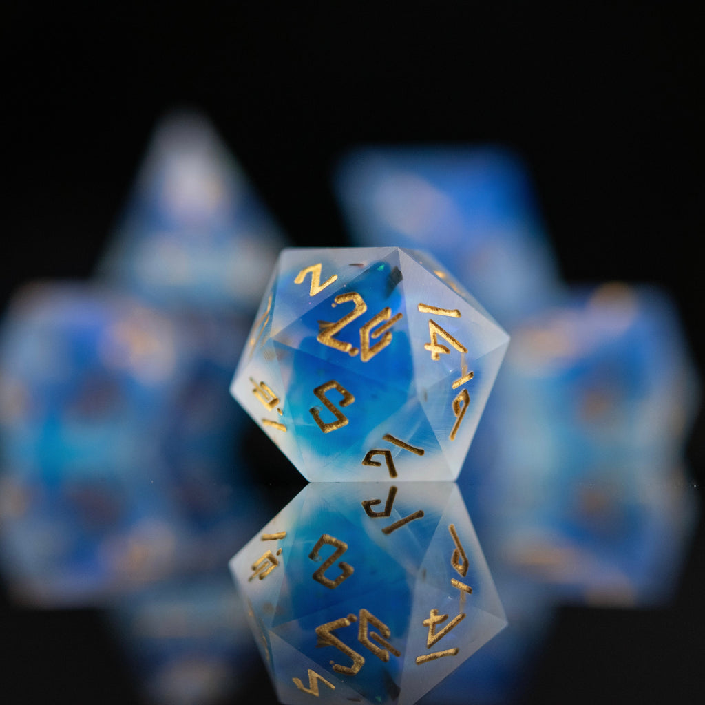 Lunar Veil Sharp-Edged Resin Dice Set | Resin | Wiccan Center
