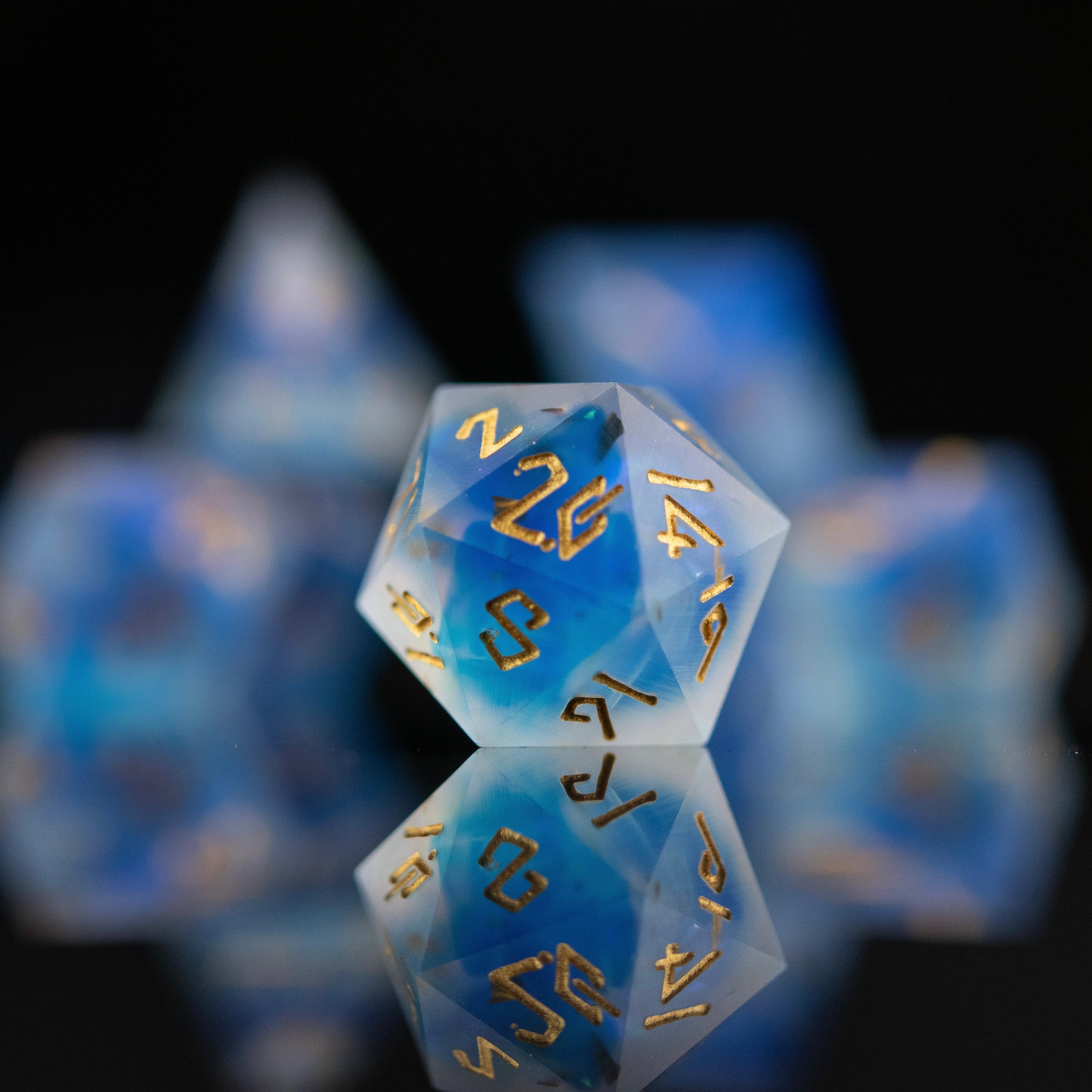 Lunar Veil Sharp-Edged Resin Dice Set | Resin | Wiccan Center