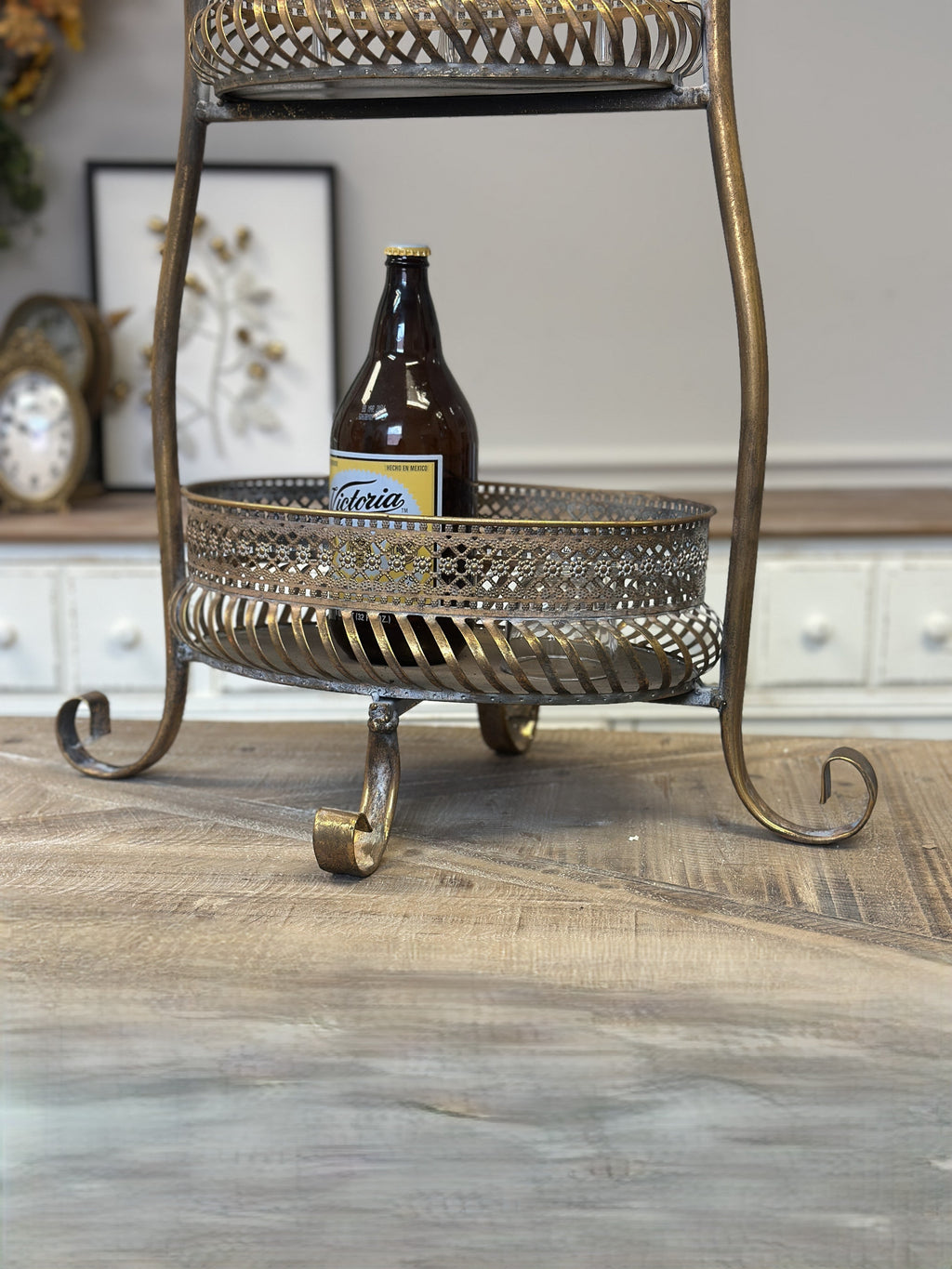 Vintage 2-Tier Metal Bar Cart Stand | | Wiccan Center