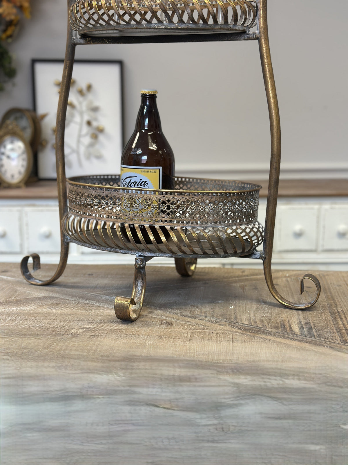 Vintage 2-Tier Metal Bar Cart Stand | | Wiccan Center