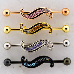 14G Industrial Barbell - Filigree Swirl | Body Jewelry | Wiccan Center
