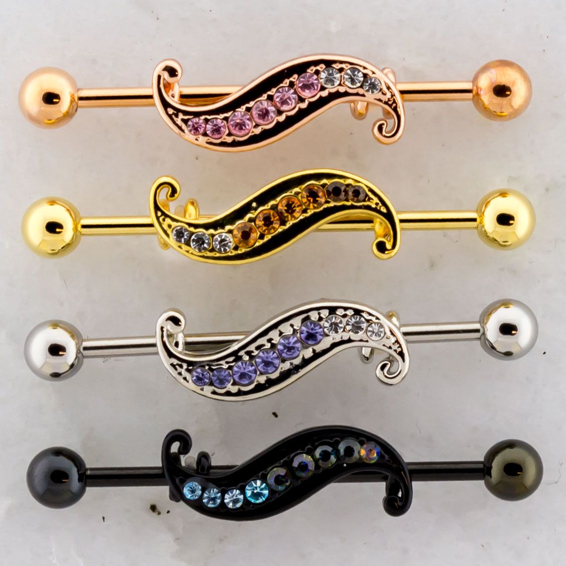 14G Industrial Barbell - Filigree Swirl | Body Jewelry | Wiccan Center