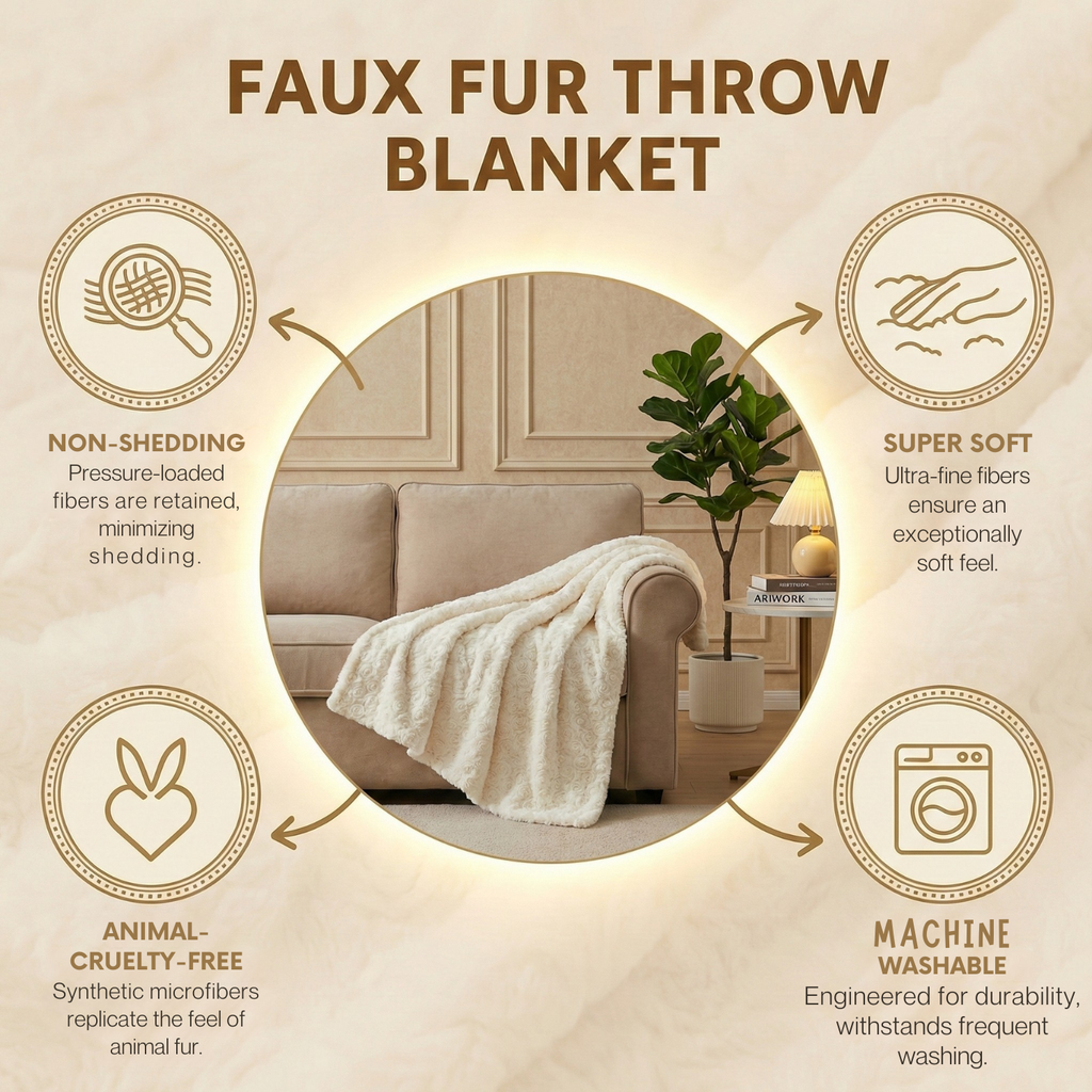 DaDa Bedding Luxury White Roses Fluffy Soft Sherpa Backside Faux Fur Throw Blanket (K11) | Throw Blankets | Wiccan Center