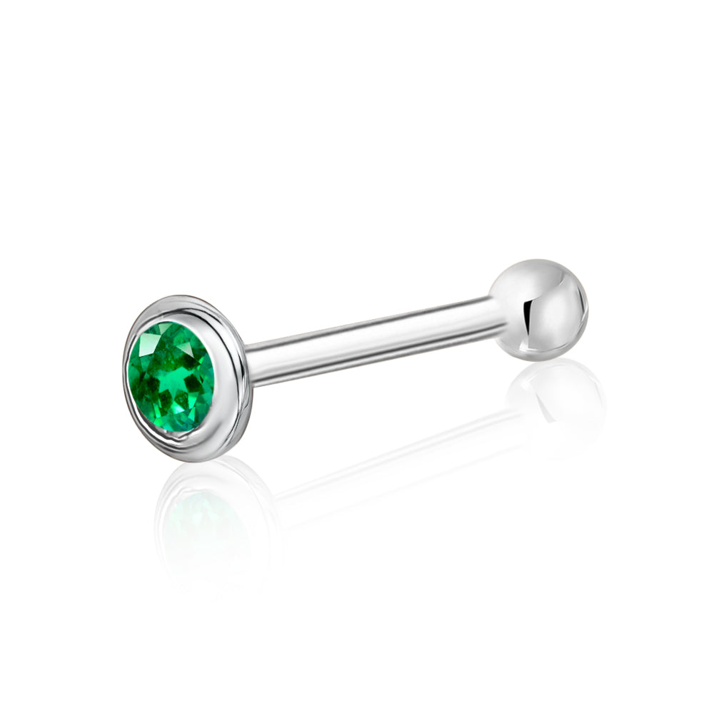 14k Solid Gold Nose Stud with Diamond CZ Small Micro Nose Bone Stud Flat Nose Ring One Piece Hypoallergenic 20 Gauge | Noserings | Wiccan Center