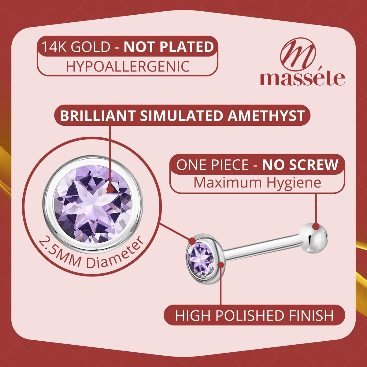 14k Solid Gold Nose Stud with Diamond CZ Small Micro Nose Bone Stud Flat Nose Ring One Piece Hypoallergenic 20 Gauge | Noserings | Wiccan Center