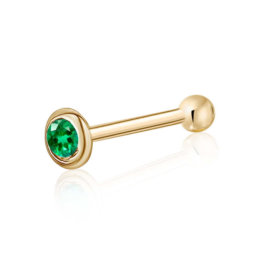 14k Solid Gold Nose Stud with Diamond CZ Small Micro Nose Bone Stud Flat Nose Ring One Piece Hypoallergenic 20 Gauge | Noserings | Wiccan Center