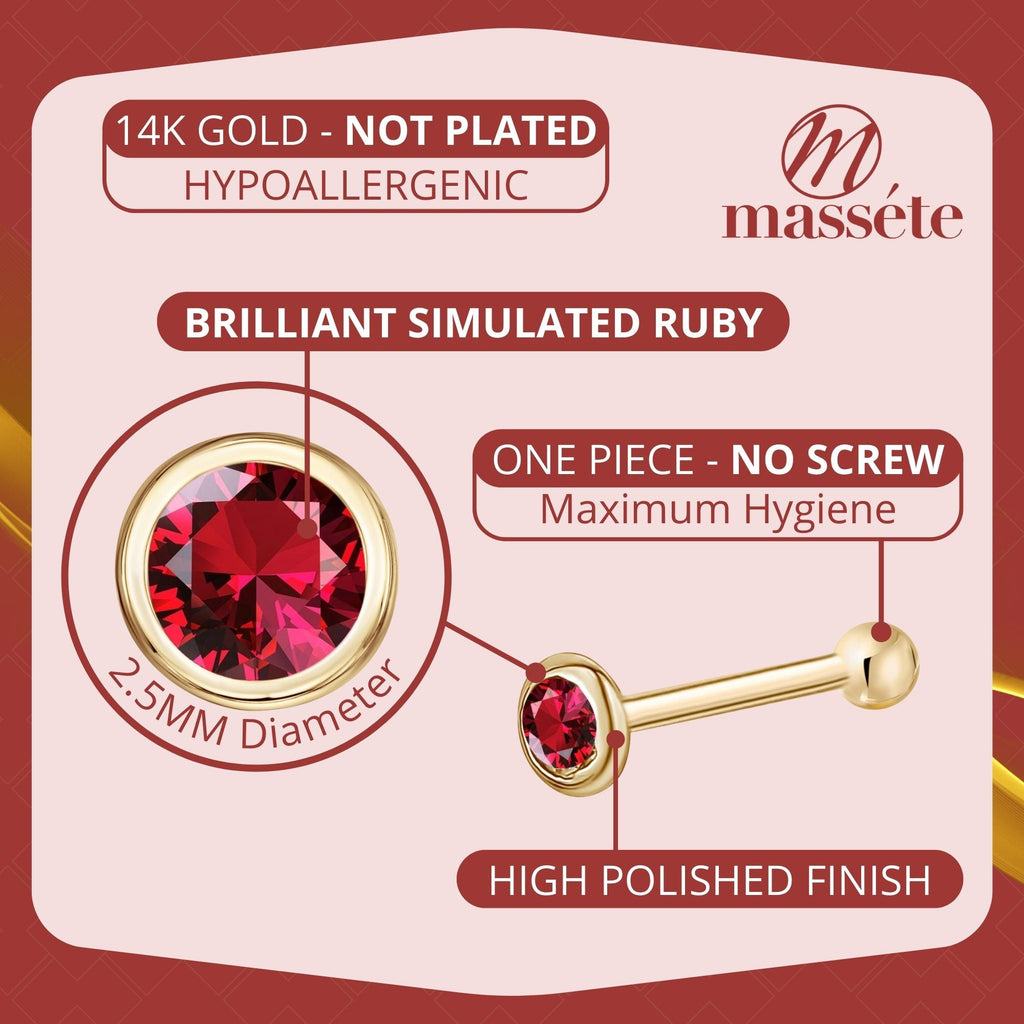 14k Solid Gold Nose Stud with Diamond CZ Small Micro Nose Bone Stud Flat Nose Ring One Piece Hypoallergenic 20 Gauge | Noserings | Wiccan Center