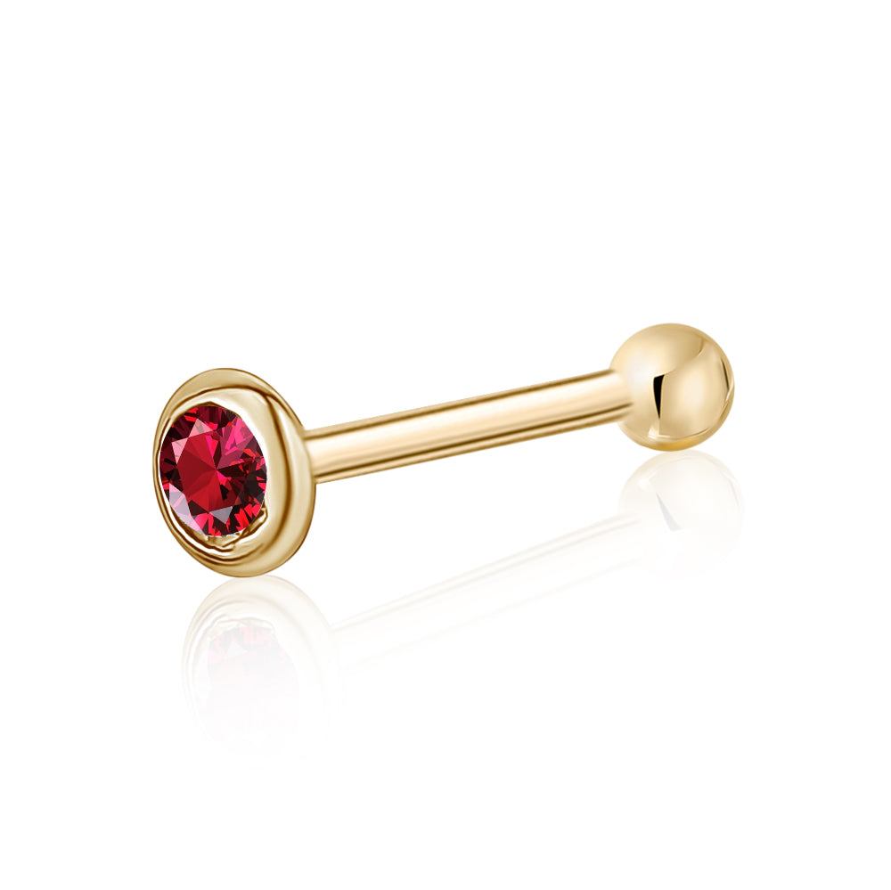 14k Solid Gold Nose Stud with Diamond CZ Small Micro Nose Bone Stud Flat Nose Ring One Piece Hypoallergenic 20 Gauge | Noserings | Wiccan Center