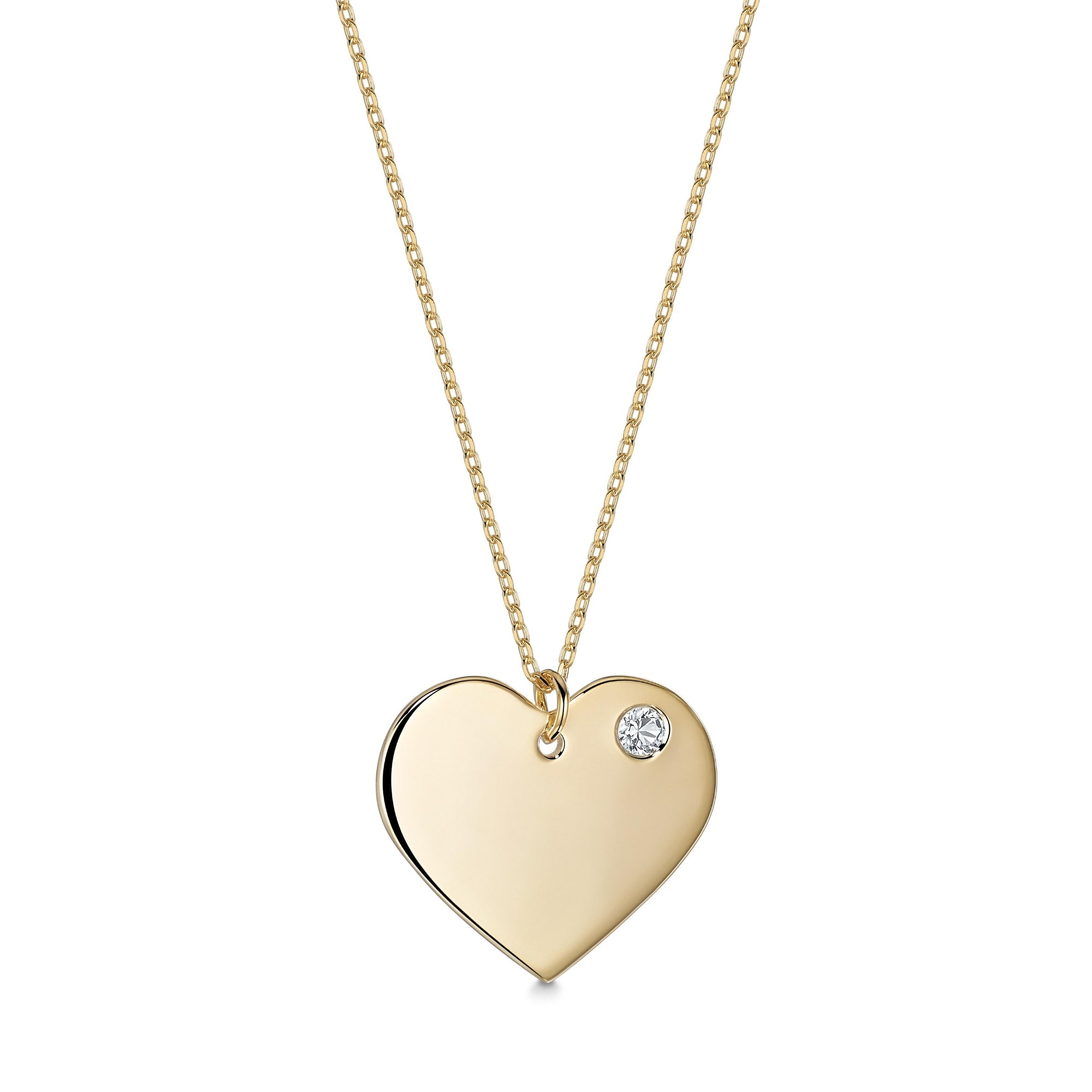 Sterling Silver 925 Yellow Gold Plated Personalized Engraved Heart Necklace with Simulated Birthstone Custom Engravable Pendant for Women and Girls | Necklace | Wiccan Center