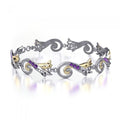 Celtic Triquetra Sterling Silver Bracelet With 14K Gold Accent And Gemstone MBL123