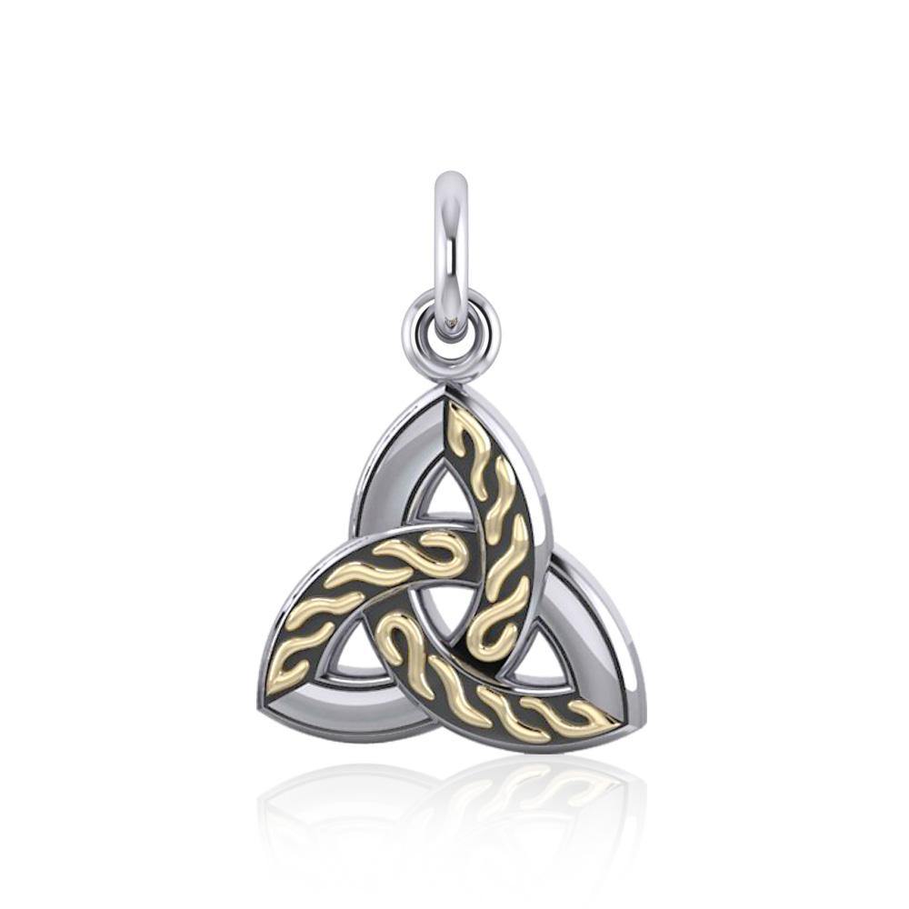 Awe-inspired by the Holy Trinity ~ Celtic Knotwork Trinity Sterling Silver Charm Jewelry with 18k Gold accent MCM179