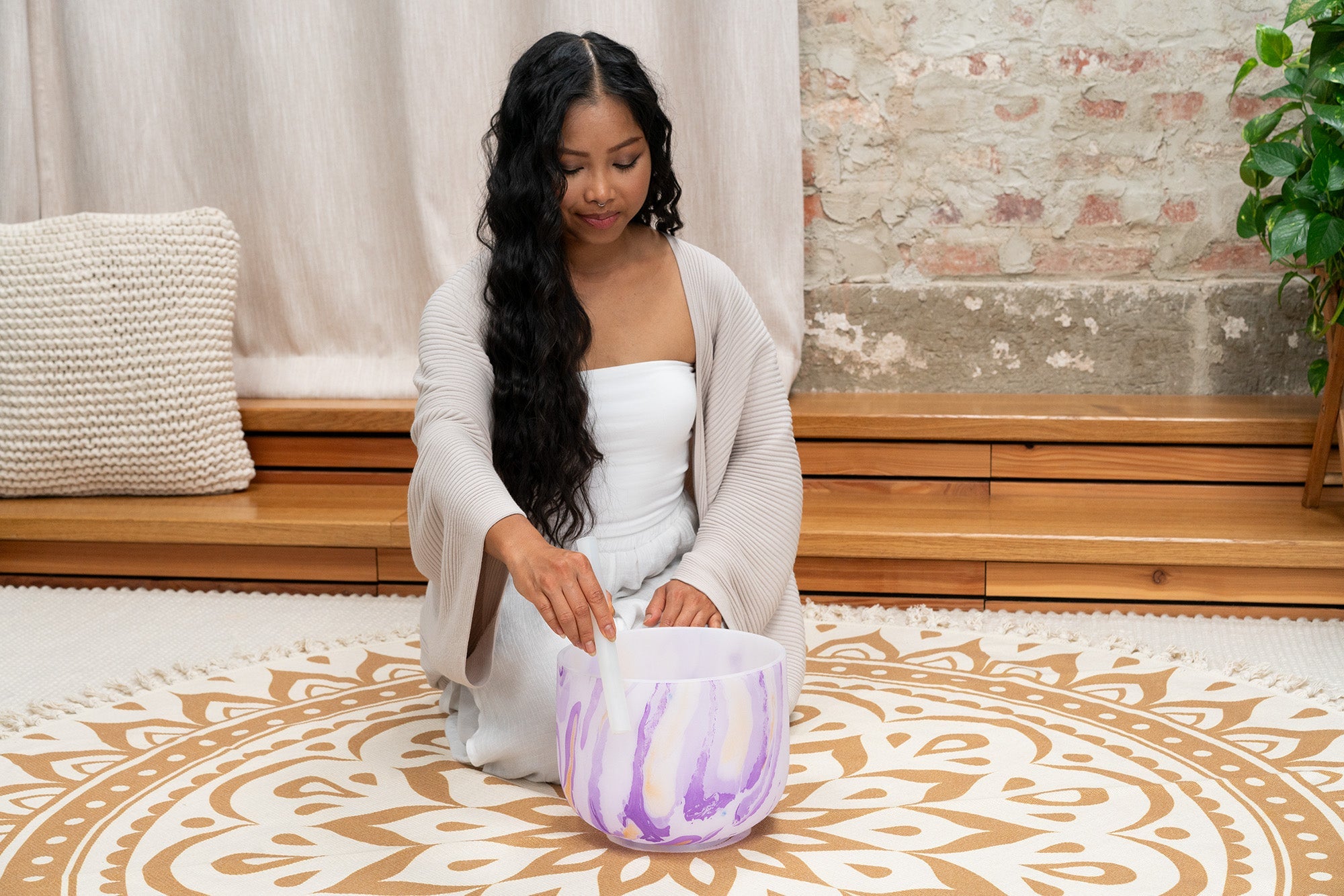 10" Marble Crystal Singing Bowl, B4, Crown Chakra, 432 Hz | | Wiccan Center