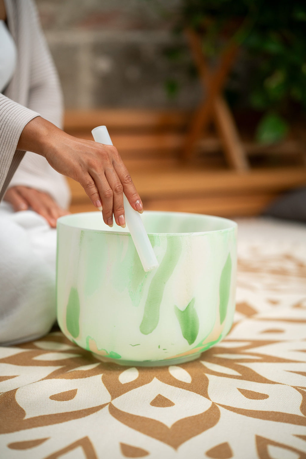 10" Marble Crystal Singing Bowl, F4, Heart Chakra, 432 hz | | Wiccan Center