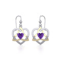 The Celtic Trinity Heart Silver and Gold Earrings with Gemstone MER1788