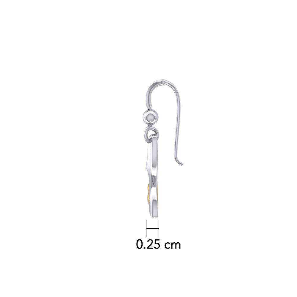 Whale Tail and Celtic Heart Silver with 14K Gold Accent Earrings MER2163