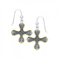 Celtic Cross Sterling Silver with 14K Gold Accent Earrings MER468