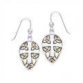 Celtic Knot Cross Shield Gold Accent Silver Earrings MER471
