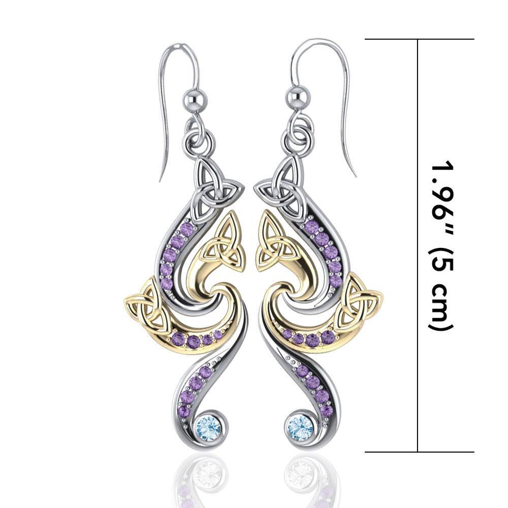 Celtic Triskele Silver and Gold Earrings MER569