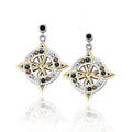 Celtic Quaternary Knot Earrings In Silver And Gold With Gemstones Peter Stone MER702