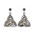Celtic Knotwork Trinity Sterling Silver with 18K Gold Accent Post Earrings MER705