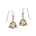 Celtic Triquetra Silver and 18K Gold Accents Earrings with Gems MER706