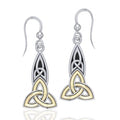 The truth in the Holy Trinity ~ Celtic Knotwork Trinity Sterling Silver with 18K Gold Accent Dangle Earrings  MER707