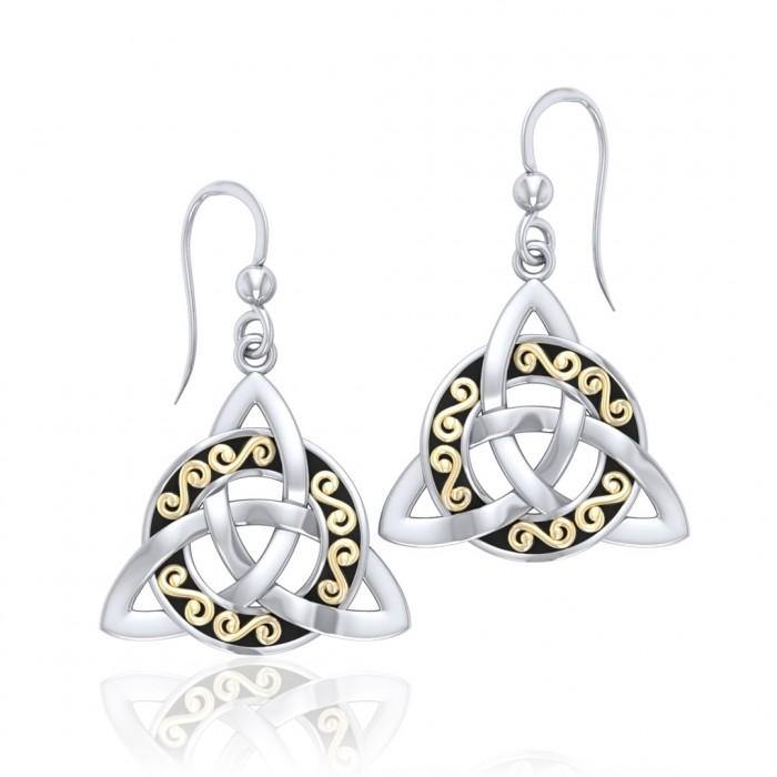 Celtic Knotwork Trinity Sterling Silver with 18K Gold Accent Earring MER708
