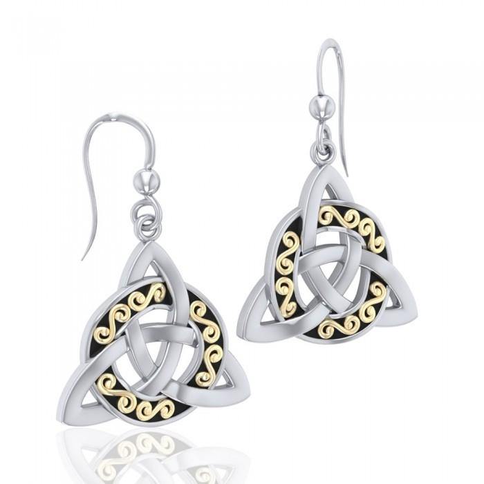 Celtic Knotwork Trinity Sterling Silver with 18K Gold Accent Earring MER708