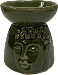 Ceramic Tea Light Oil Burner - Buddha Face Relief - Random Color | INCENSES BURNERS | Wiccan Center