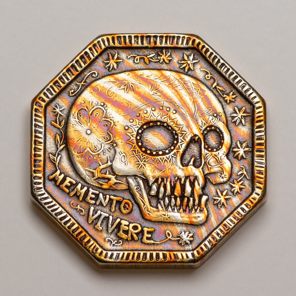 Memento Mori / Memento Vivere Reminder Mokume-gane Coin | Artwork | Wiccan Center