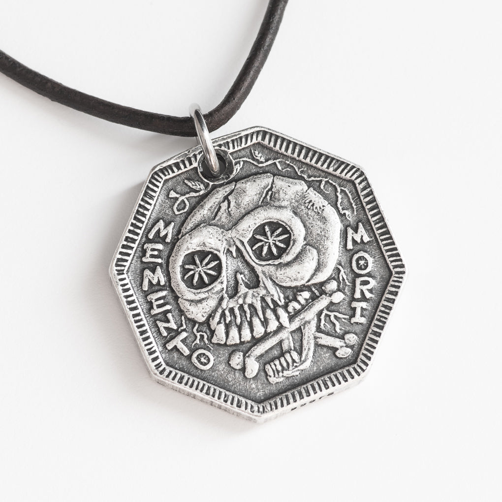 Memento Mori Silver Necklace or Charm - Memento Vivere Reminder Jewelry | Necklaces | Wiccan Center