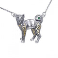 Celtic Cat Silver and Gold Accent Necklace MNC047
