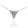 Elegant Celtic Knotwork Trinity Necklace In Sterling Silver With 18K Gold Accent MNC220