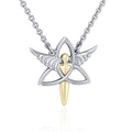 Celtic Trinity Angel Sterling Silver and 14K Gold Accent Necklace MNC423P