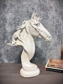 Distressed White Horse Head Bust Sculpture | | Wiccan Center