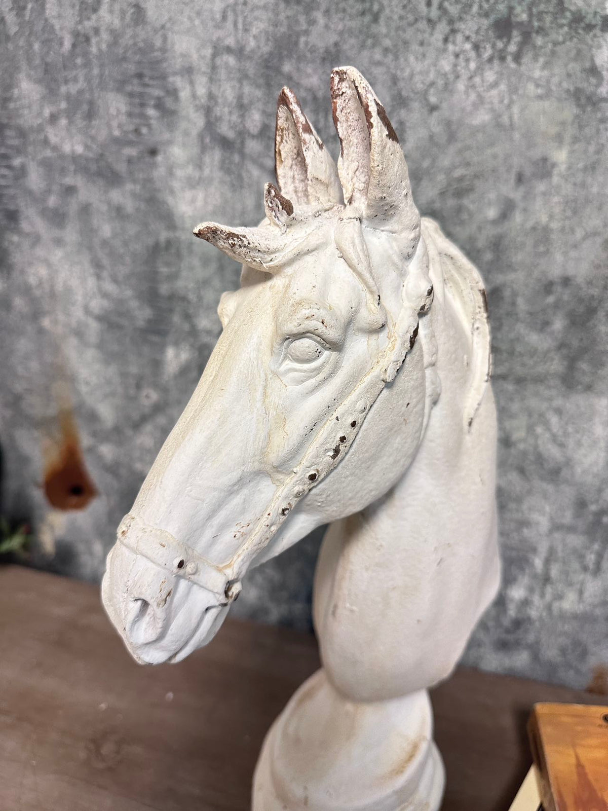 Distressed White Horse Head Bust Sculpture | | Wiccan Center